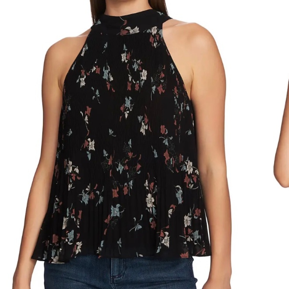 Floral high neck tank